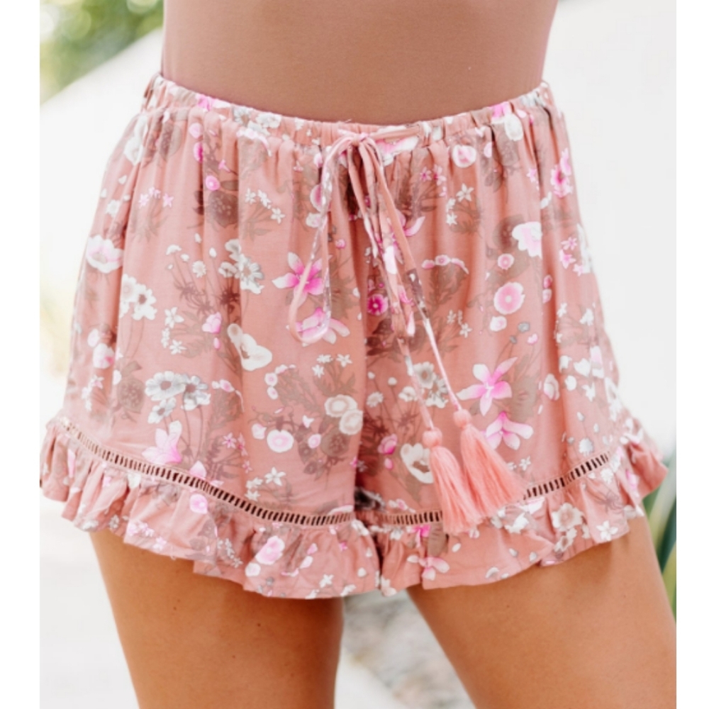 58114 Floral Drawstring Shorts